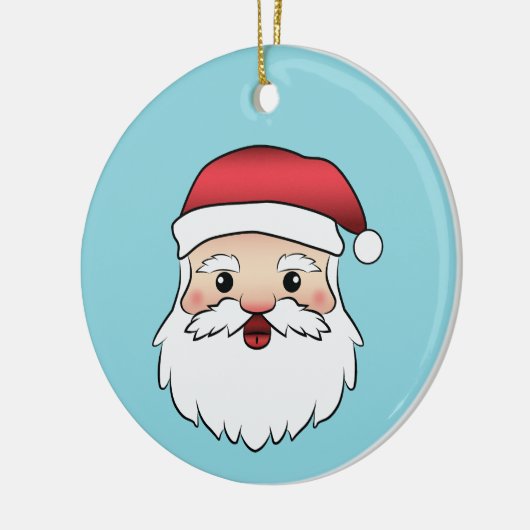 Happy Cartoon Santa Claus Head op Blue Keramisch Ornament (Links)