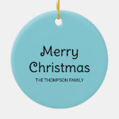 Happy Cartoon Santa Claus Head op Blue Keramisch Ornament (Achterkant)