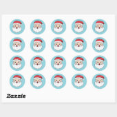 Happy Cartoon Santa Claus Head op Blue Ronde Sticker (Vel)