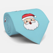 Happy Cartoon Santa Claus Head op Blue Stropdas (Opgerold)