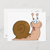 Happy Cartoon Snail Briefkaart (Voorkant / Achterkant)