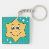 Happy cartoon ster gezicht glimlach, xmas design sleutelhanger (Achterkant)