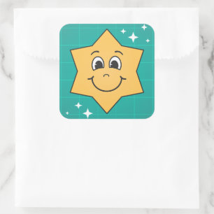 Happy cartoon ster smiley karakter xmas ontwerp vierkante sticker