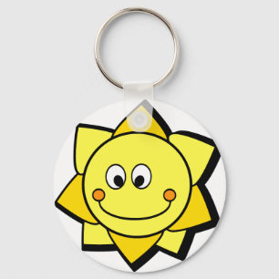 Happy Cartoon Yellow en Oranje Sun Sleutelhanger
