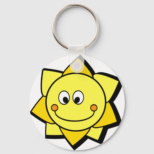Happy Cartoon Yellow en Oranje Sun Sleutelhanger (Voorkant)