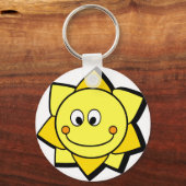 Happy Cartoon Yellow en Oranje Sun Sleutelhanger (Voorkant)