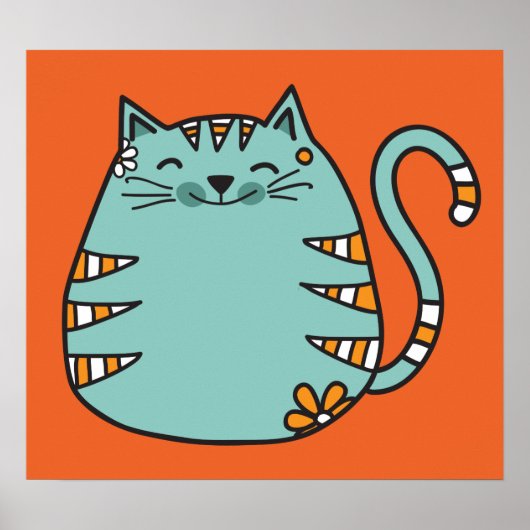 Happy Cat aangepast poster kleur (Voorkant)