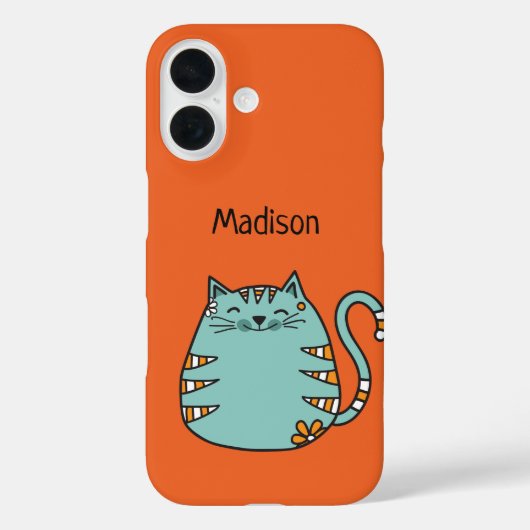 Happy Cat, aangepaste naam en telefoongesprekken Case-Mate iPhone Case (Achterkant)