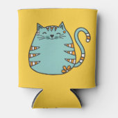 Happy Cat aangepaste naam & kleur koelbox Blikjeskoeler (Voorkant)