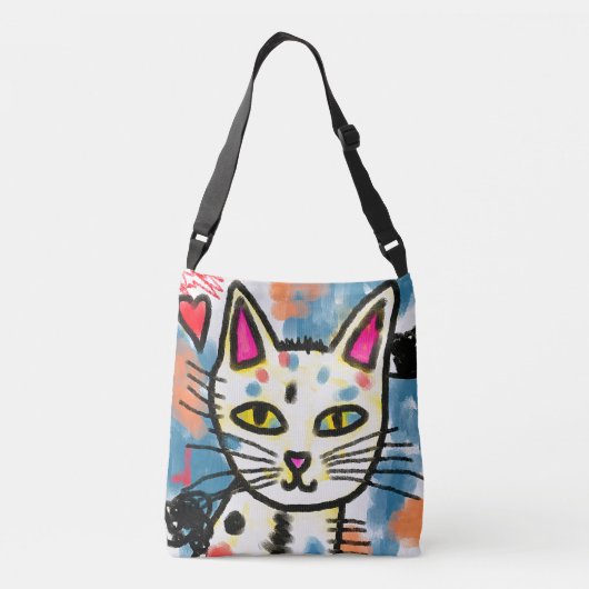 Happy Cat Abstract digitaal schilderen Crossbody Tas (Achterkant)
