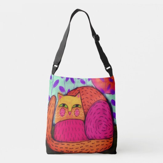Happy Cat Abstract schilderen Crossbody Tas (Achterkant)