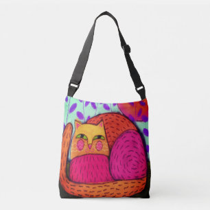 Happy Cat Abstract schilderen Crossbody Tas
