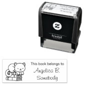 Happy Cat bovenop Stack of Books - Bladplaat Zelfinktende Stempel (In situ)