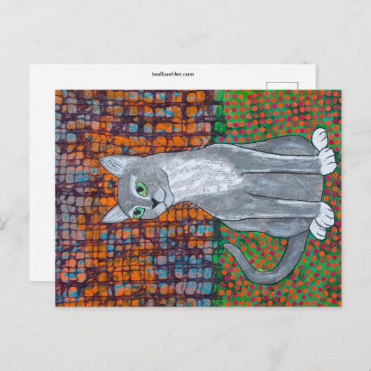 Happy Cat Briefkaart (Voorkant / Achterkant)