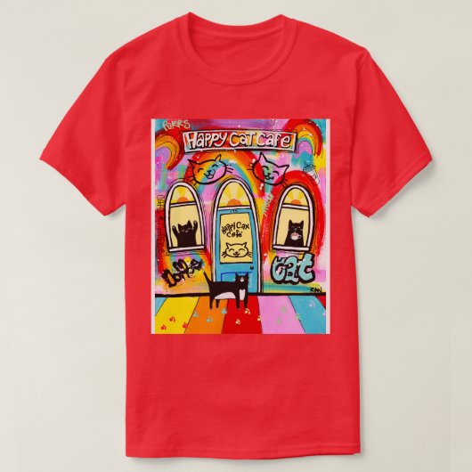 Happy Cat Cafe T-shirt (Design voorkant)