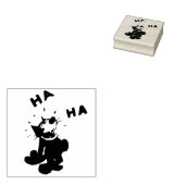 happy cat cartoon art stamp rubberstempel (Gestempeld)