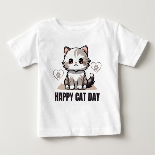 Happy cat day baby T-shirt (Voorkant)