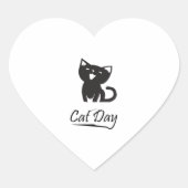 Happy Cat Day Hart Sticker (Voorkant)