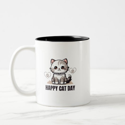 Happy Cat Day Mok - Schattige kattenontwerp voor k (Links)