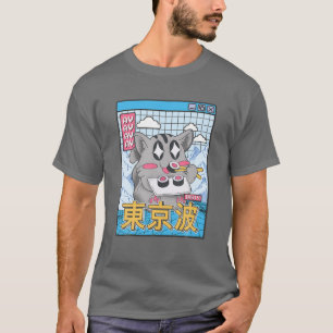 Happy Cat Eating Sushi Vaporwave Aesthetic Anime K T-shirt