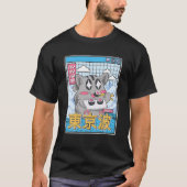 Happy Cat Eating Sushi Vaporwave Aesthetic Anime K T-shirt (Voorkant)