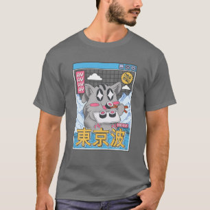 Happy Cat Eating Sushi Vaporwave Aesthetic Anime K T-shirt