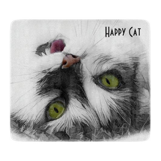 Happy Cat elegant aanpasbaar Snijplank (Voorkant)