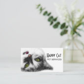 Happy Cat elegant, uniek aanpasbaar Visitekaartje (Staand voorkant)