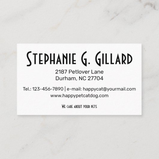 Happy Cat elegant, uniek aanpasbaar Visitekaartje (Achterkant)