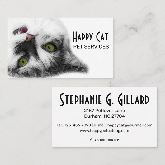Happy Cat elegant, uniek aanpasbaar Visitekaartje (Voorkant / Achterkant)