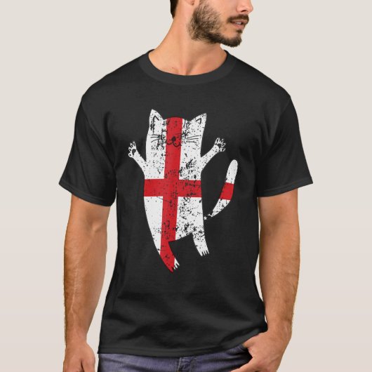 Happy Cat England vlag T-shirt (Voorkant)