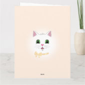 Happy Cat Face on Light Beige Birthday Kaart (Achterkant)