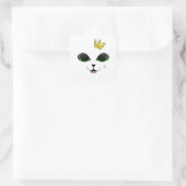 Happy Cat Face Square Sticker (Tas)