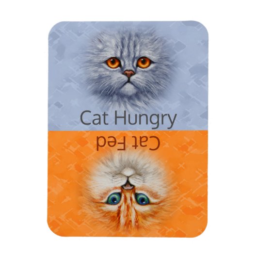 Happy Cat Fed Sad Cat Hungry Magneet (Verticaal)
