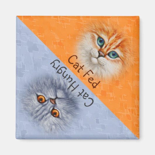 Happy Cat Fed Sad Cat Hungry Magneet (Voorkant)