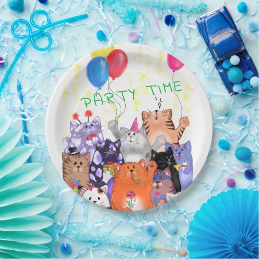 Happy Cat Funny Party Papieren Borden - Jouw tekst Papieren Bordje (Feest)