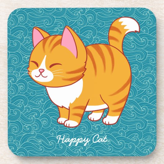 Happy Cat gepersonaliseerd Bier Onderzetter (Voorkant)