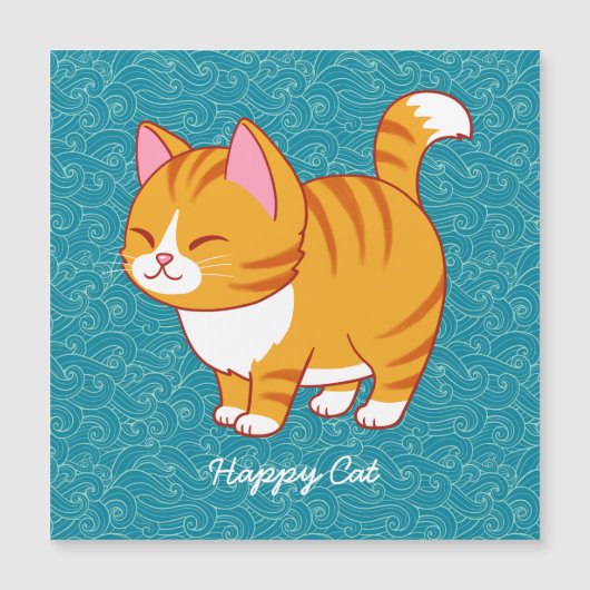 Happy Cat gepersonaliseerd Magnetische Uitnodiging (Voorkant)