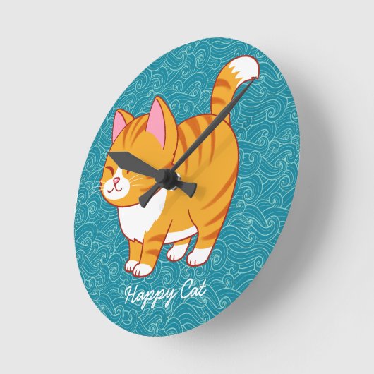 Happy Cat gepersonaliseerd Ronde Klok (Hoek)