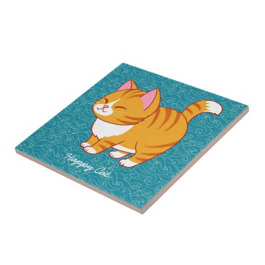 Happy Cat gepersonaliseerd Tegeltje (Zijkant)