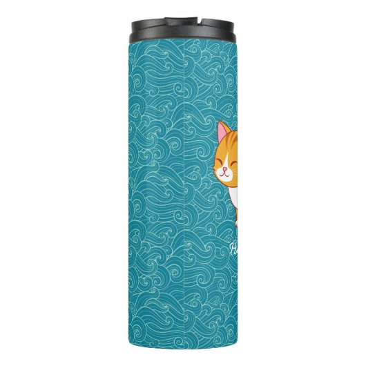 Happy Cat gepersonaliseerd Thermosbeker (Achterkant)