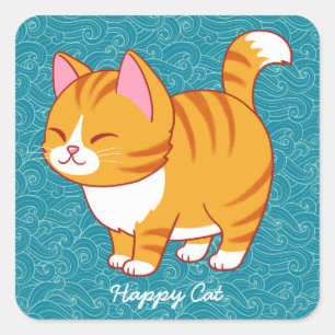 Happy Cat gepersonaliseerd Vierkante Sticker
