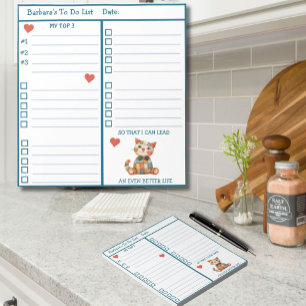 Happy Cat Gepersonaliseerde Planner om te doen Lij Notitieblok