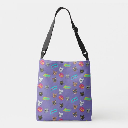 Happy Cat Head Redux - met tekst Crossbody Tas (Achterkant)