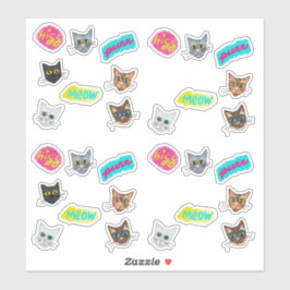 Happy Cat Head Redux - met tekst Sticker