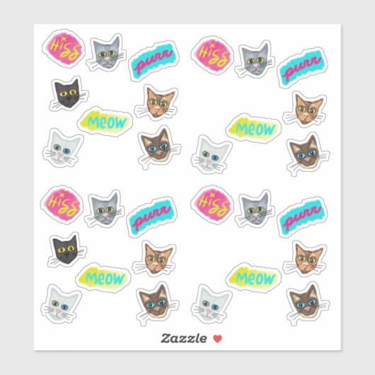 Happy Cat Head Redux - met tekst Sticker (Vel)