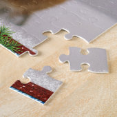 Happy cat in het rode kerstpet legpuzzel (Zijkant)