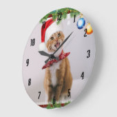 Happy cat in red christmas hat grote klok (Hoek)