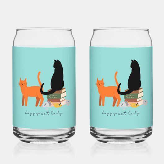 Happy Cat Lady Blikvorm Glas (Voorkant)