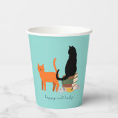 Happy Cat Lady Papieren Bekers (Achterkant)